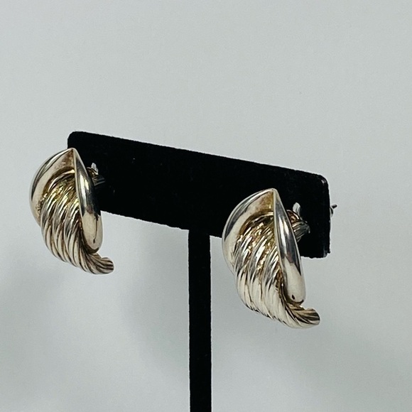 Earrings Silver Textured Tube Design Statement Silver Tone Vintage - Picture 11 of 12